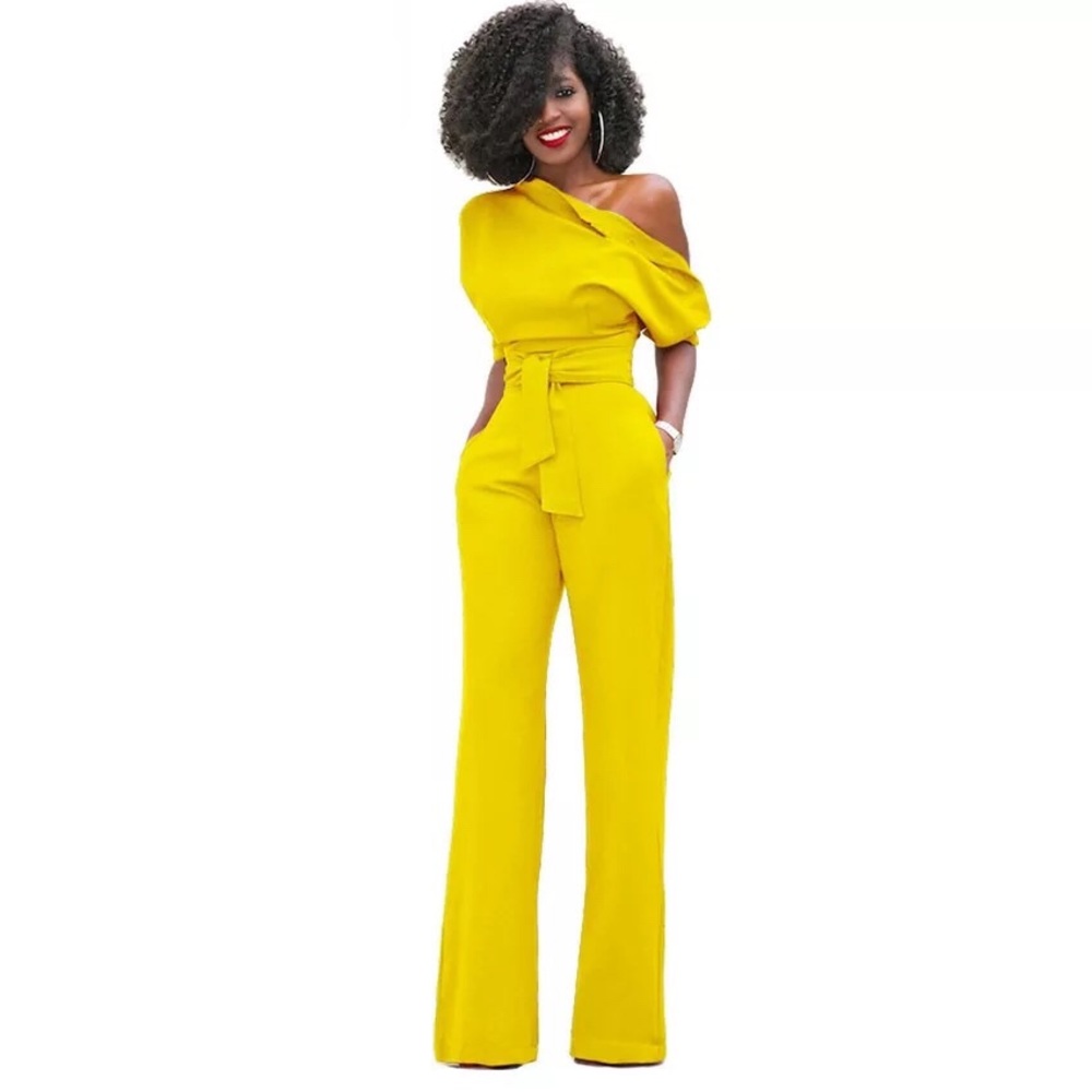 Off Shoulder Wide Leg Jumpsuit